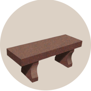 Red Granite Memorial Bench with Flat Seat and Harp Legs