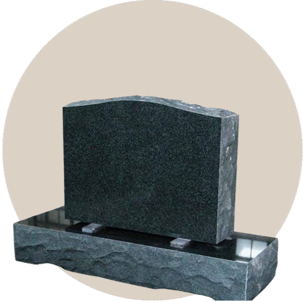 green granite upright headstone