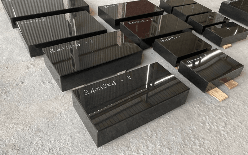 polish black granite flat grave markers